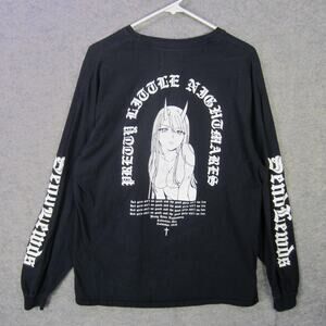 Animebae Shirt Mens XL Pretty Little Nightmares Send Lewds Graphic Long Sleeve